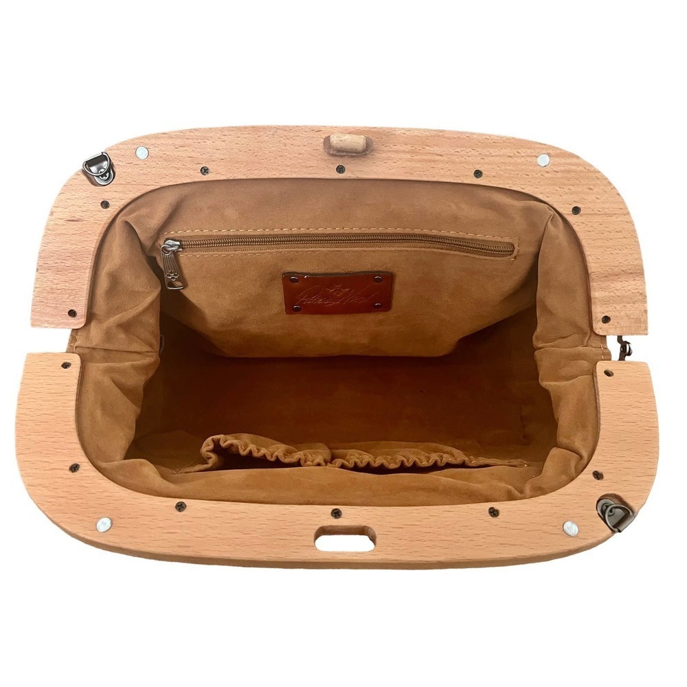 PATRICIA NASH BLUSH PINK GRACCHI WOODEN RAFFIA FRAME CLUTCH - Picture 4 of 5